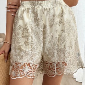 Lace Trim Wide Leg Shorts