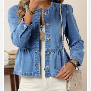 Ruched Button Shirt Jacket