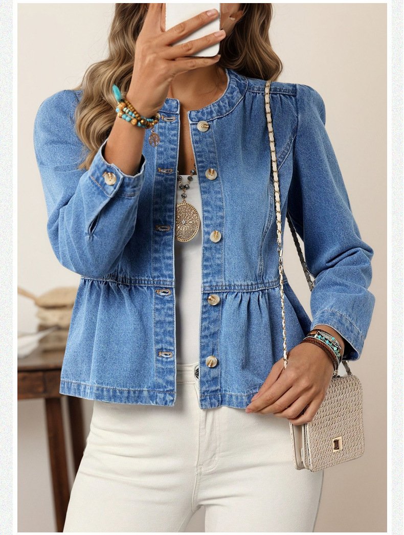 Ruched Button Shirt Jacket