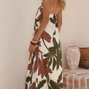 Printed Strapless Maxi Dress