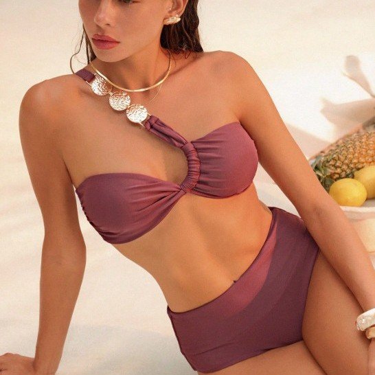 Asymmetric Tie Strap Bikini