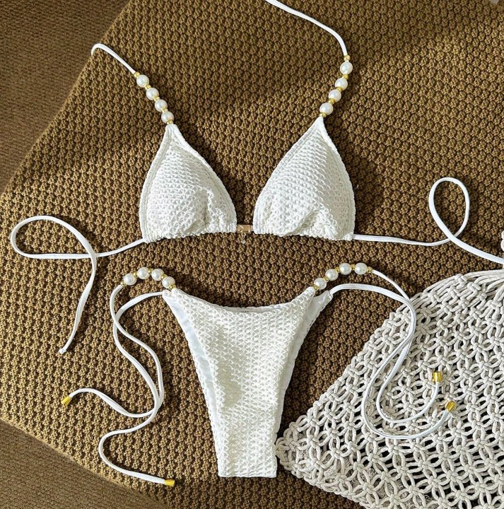 Pearl Beaded Bikini Set