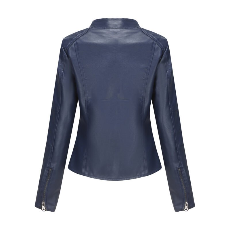 Stand Collar Faux Leather Jacket
