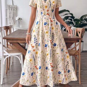 Floral Square Neck Maxi Dress