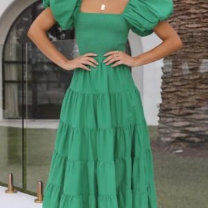 Smocked Off-Shoulder Maxi Dress
