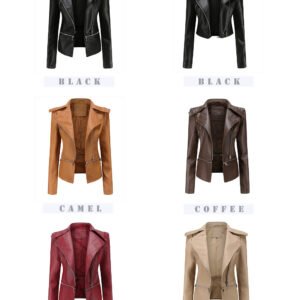 Slim Fit PU Leather Jacket