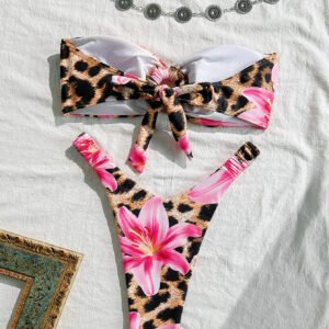 Floral Cutout Strapless Bikini
