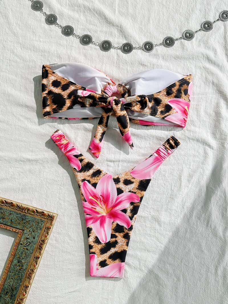 Floral Cutout Strapless Bikini