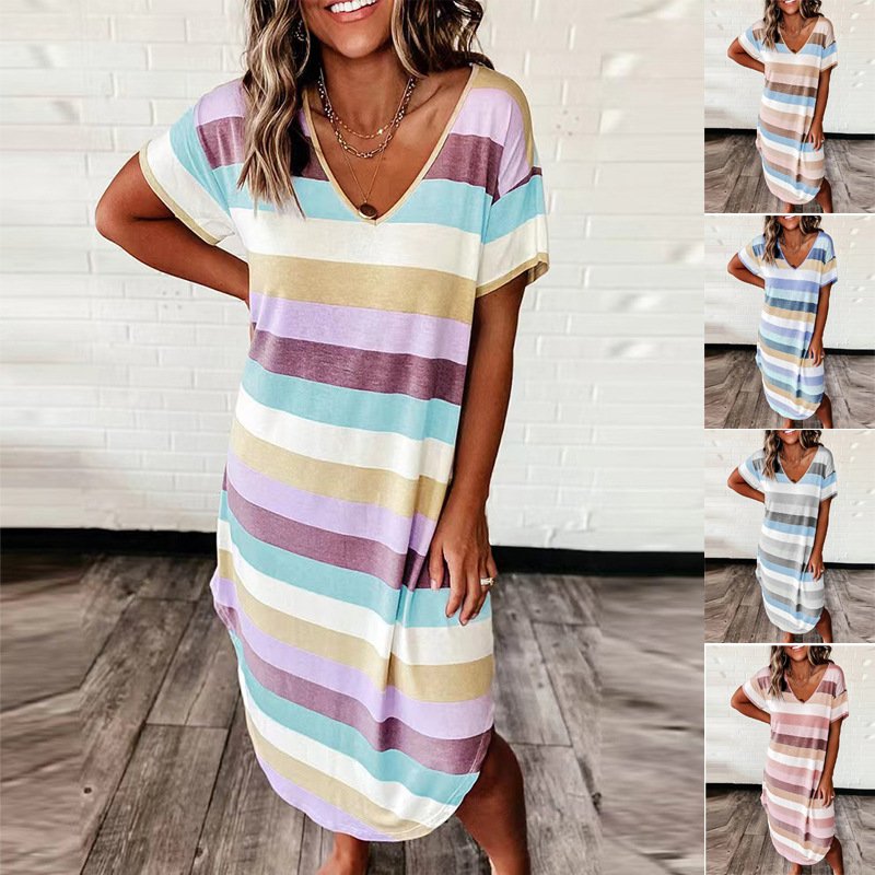 Striped Loose Midi Dress