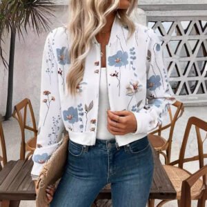 Floral Zip Cropped Jacket