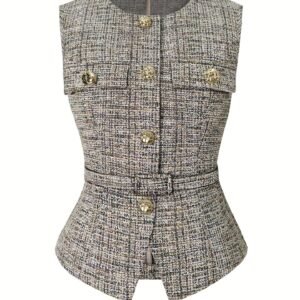 Belted Tweed Vest