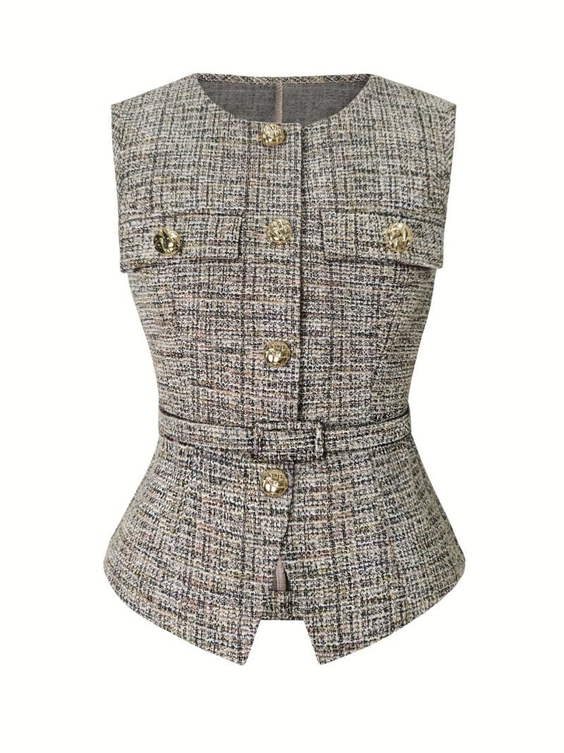 Belted Tweed Vest