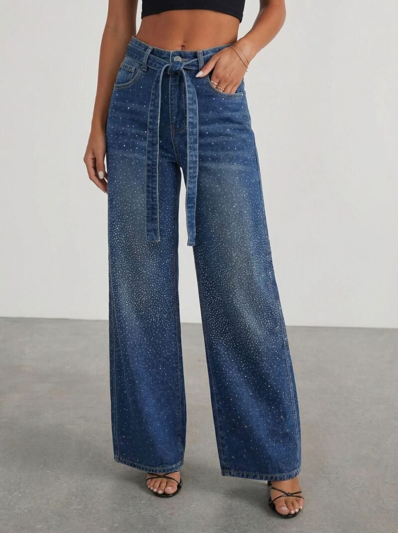 Rhinestone Wide Leg Jeans