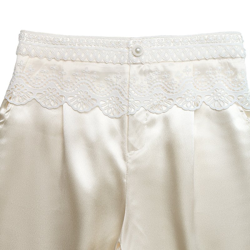 Lace Trim Wide Leg Pants