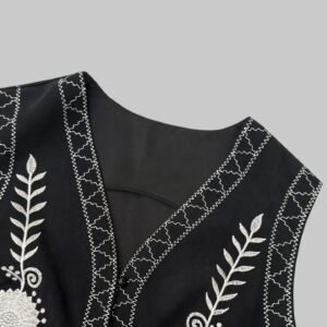 Embroidered Cardigan Vest