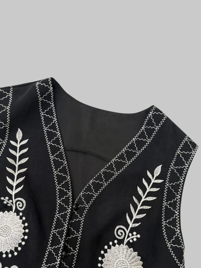 Embroidered Cardigan Vest
