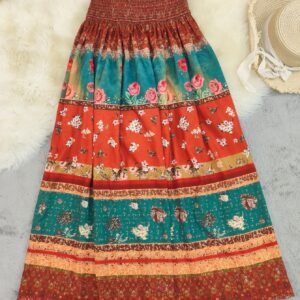 Printed High Waist Maxi Skirt