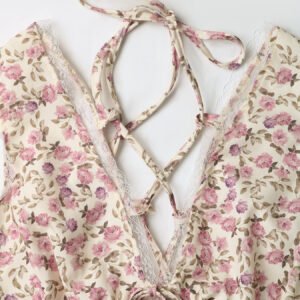Floral Lace-Up Mini Dress