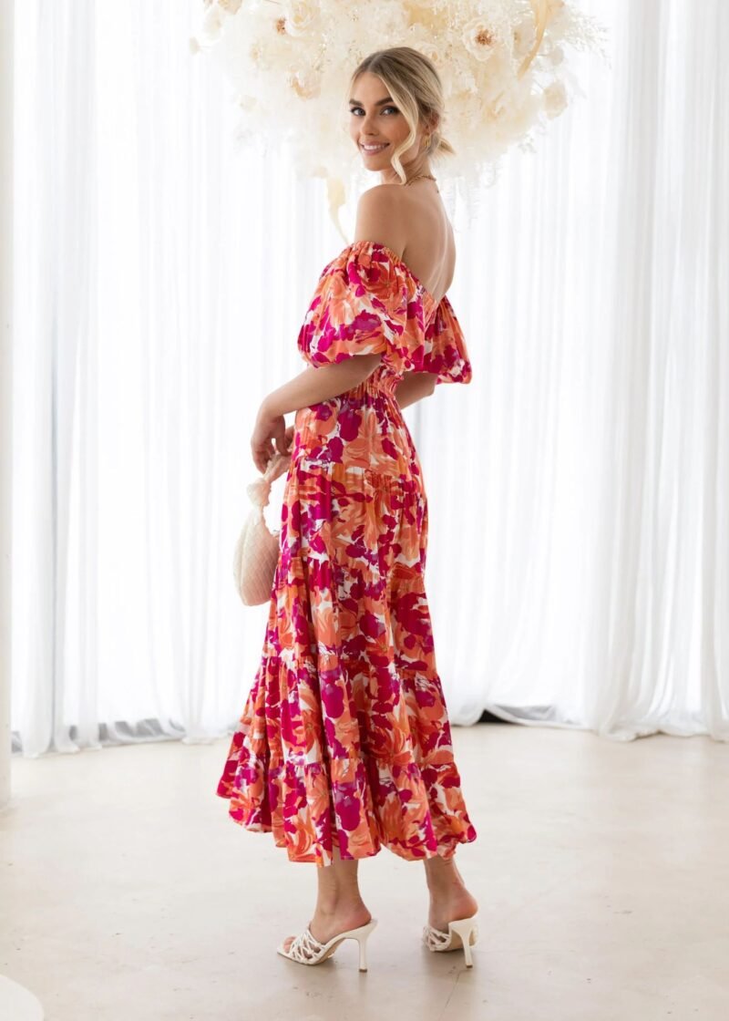 Smocked Off-Shoulder Maxi Dress