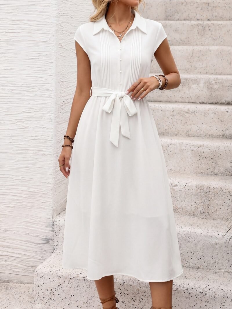 Belted Shirt Midi Dress