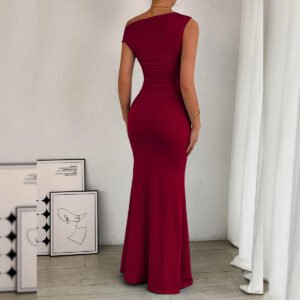 Asymmetric Ruched Maxi Dress