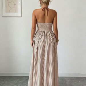 Striped Halter Maxi Dress