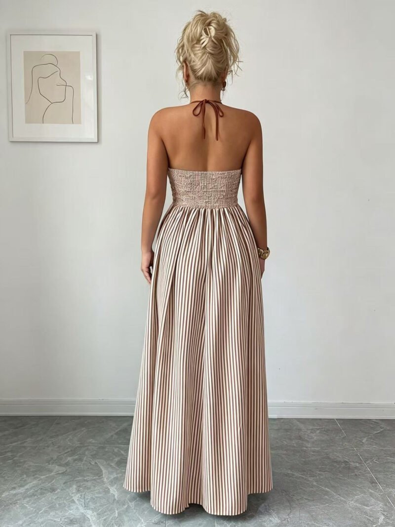 Striped Halter Maxi Dress