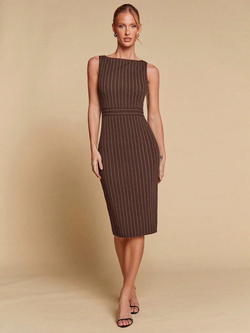 Striped Sleeveless Midi Dress