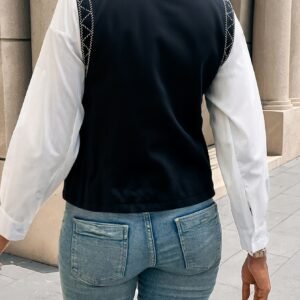 Embroidered Cardigan Vest
