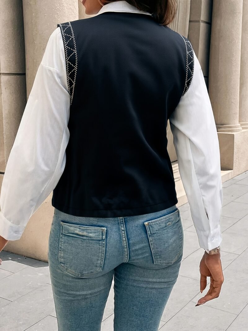 Embroidered Cardigan Vest