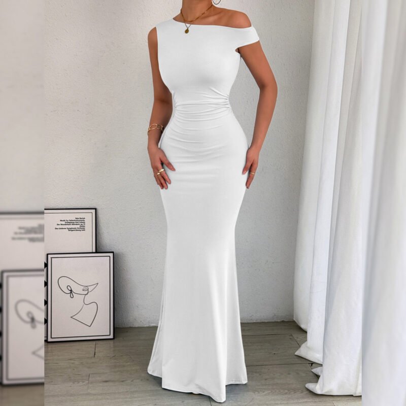 Asymmetric Ruched Maxi Dress