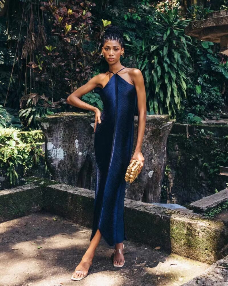 Fringe Halter Maxi Dress