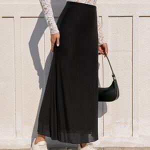 High Waist Mesh Pencil Skirt