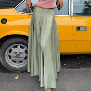 Glossy A-Line Maxi Skirt
