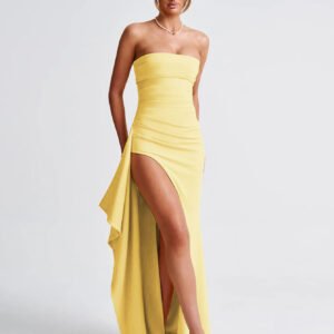 Asymmetric Strapless Maxi Dress