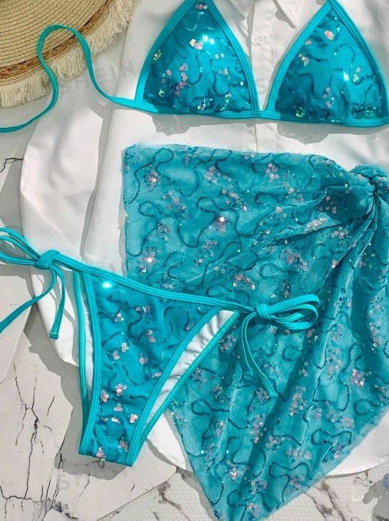 Sequined Halter Bikini Set