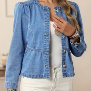 Ruched Button Shirt Jacket