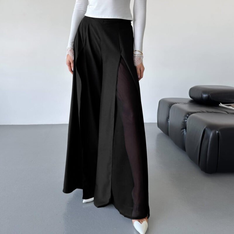 Sheer Mesh Wide Leg Pants