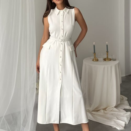 Belted Sleeveless Maxi Dress