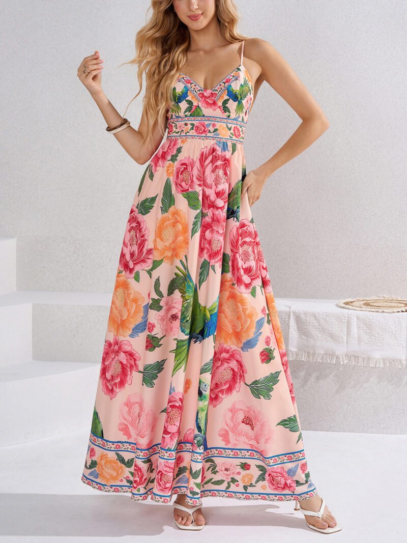 Backless Tie Waist Maxi Dress