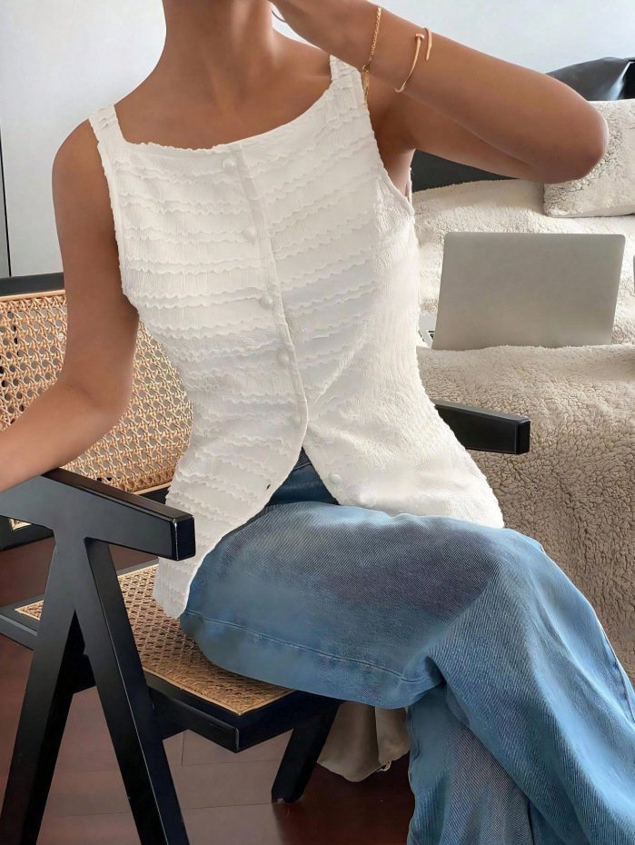 Single Breasted Sleeveless Vest