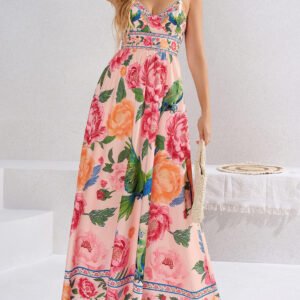 Backless Tie Waist Maxi Dress