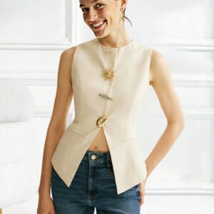 Sleeveless Button Vest Jacket