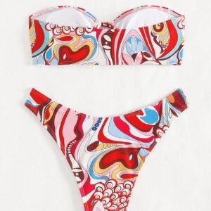Printed Strapless Swimsuit