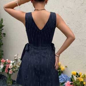 Striped Sleeveless A-Line Dress
