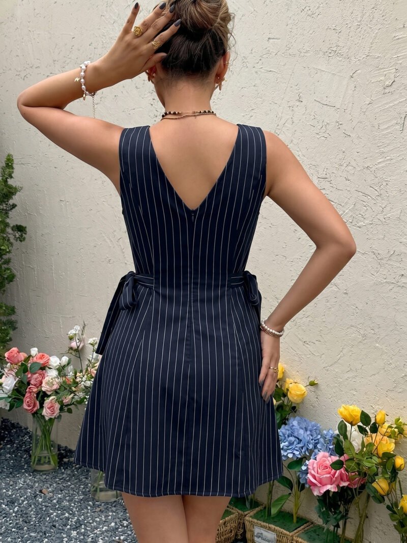 Striped Sleeveless A-Line Dress
