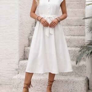 Belted Shirt Midi Dress