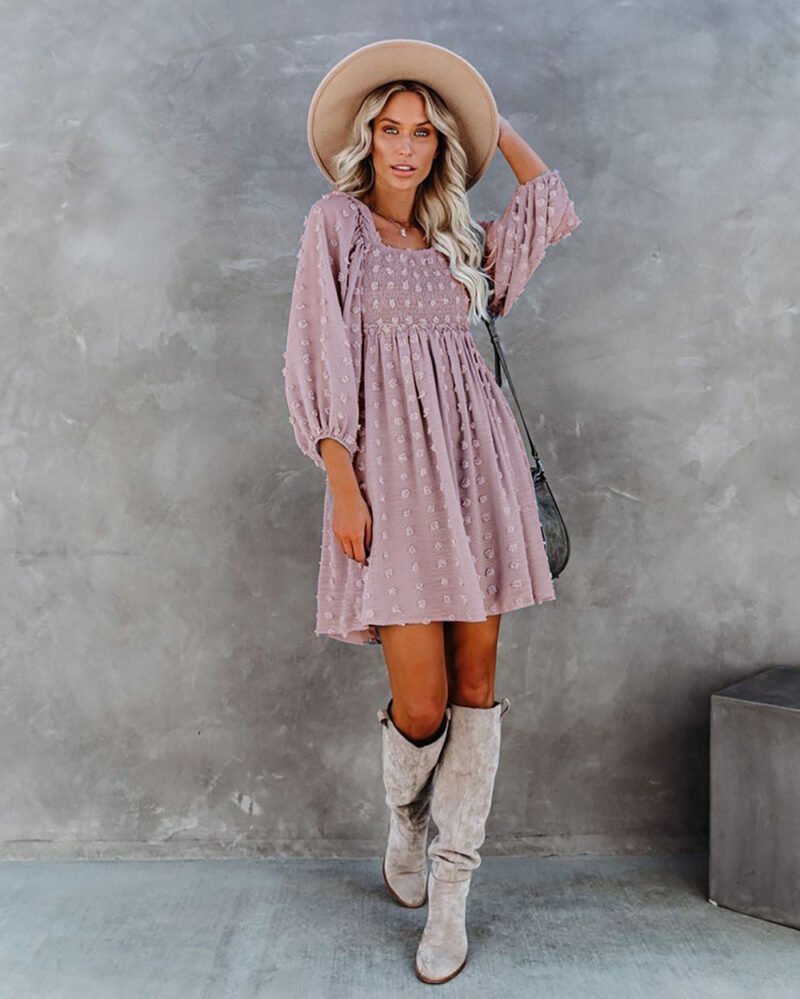Smocked Ruffle A-Line Dress