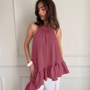Asymmetric Halter Tank Top