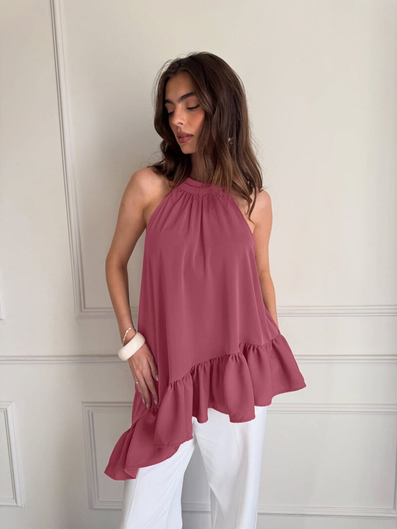 Asymmetric Halter Tank Top